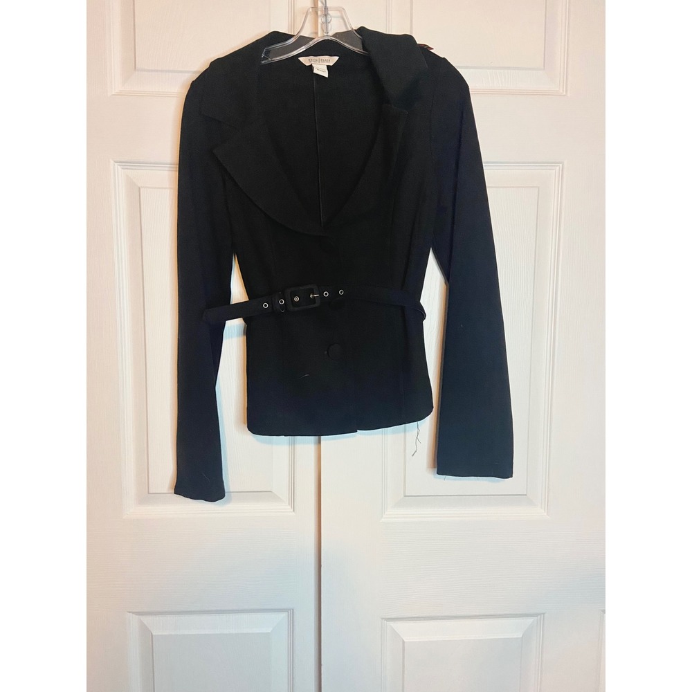 White House Black Market Black Belted Blazer Jacket Ponte Knit Small